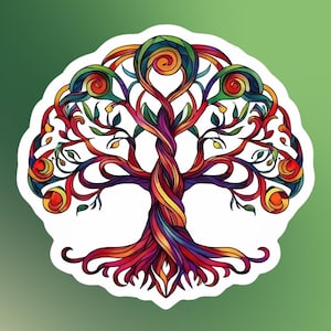 Boom van het Leven Sticker Boom van het Leven Sticker Kleurrijke Spirituele Sticker voor Yoga Meditatie Laptop Smartphone Agenda Glanzend