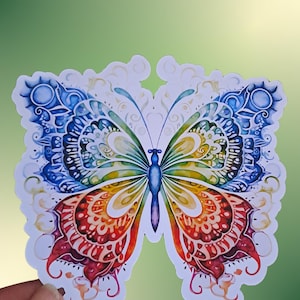 Kleurrijke vlindersticker boho mandala filigraan ontwerp sticker laptop decoratie moederdag cadeau auto planner kleurrijk lente zomer