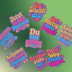 Motivations Sticker Set Aufkleber Mix für Planer Laptop Tagebuch Vintage Schriftart positiv motivierend Selbstliebe Inspiration Erfolg