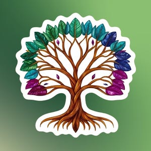 Boom van het Leven Sticker Boom van het Leven Sticker Kleurrijke Spirituele Sticker voor Yoga Meditatie Laptop Smartphone Agenda Glanzend