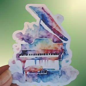 Sticker Piano Piano Sticker Pastel Aquarel Decoratie Laptop Dagboek Cadeau Muzikant Pianist