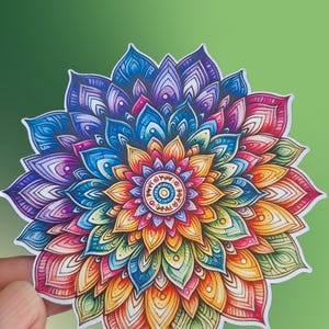 Mandala Aufkleber für positive Energie Mediation Sticker Achtsamkeit Symbol Laptop Handy Auto Sticker Yoga Deko bunt spirituelles Design