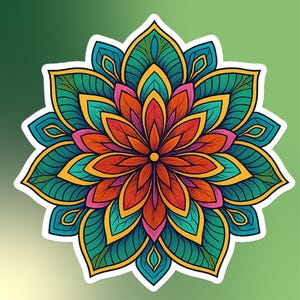 Mandala-sticker voor positieve energie, meditatiesticker, mindfulness-symbool, laptop, mobiele telefoon, autosticker, yogadecoratie, kleurrijke spirituele lotus
