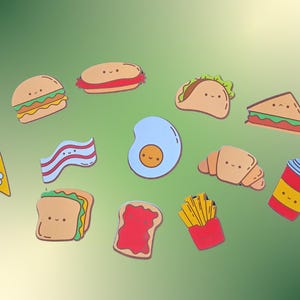 Fastfood Sticker Set Kawaii Aufkleber Hamburger Crossaints Hot Dog Pommes niedlich Briefumschläge Geschenke Smartphone Tagebuch Dekoration