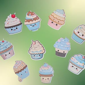Cupcake Sticker Set Kawaii Aufkleber Kuchen niedlich Briefumschläge Smartphone Tagebuch dekorieren Comic Stil