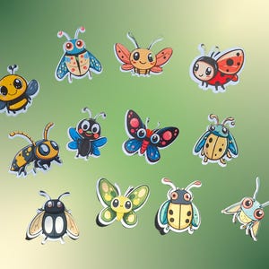 Insekten Sticker Set Kawaii Aufkleber Biene Schmetterling Käfer niedlich Briefumschläge Geschenke Smartphone Tagebuch dekorieren Comic Stil