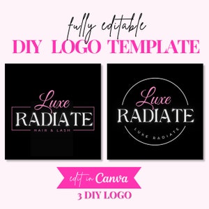 Beauty Logo, DIY Canva Logo Design Template, Hair Logo, Lash Tech, Fashion Logo, Beauty Logo, Hair Extensions Logo, Premade Business Logo