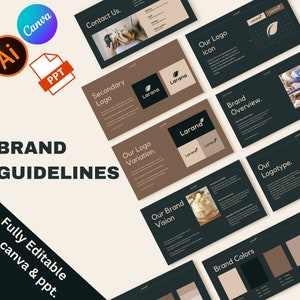 Editable Brand Guideline Templates for CANVA / CANVA Brand  Presentation Templates / Brand Presentation Templates / Brand Strategy Templates
