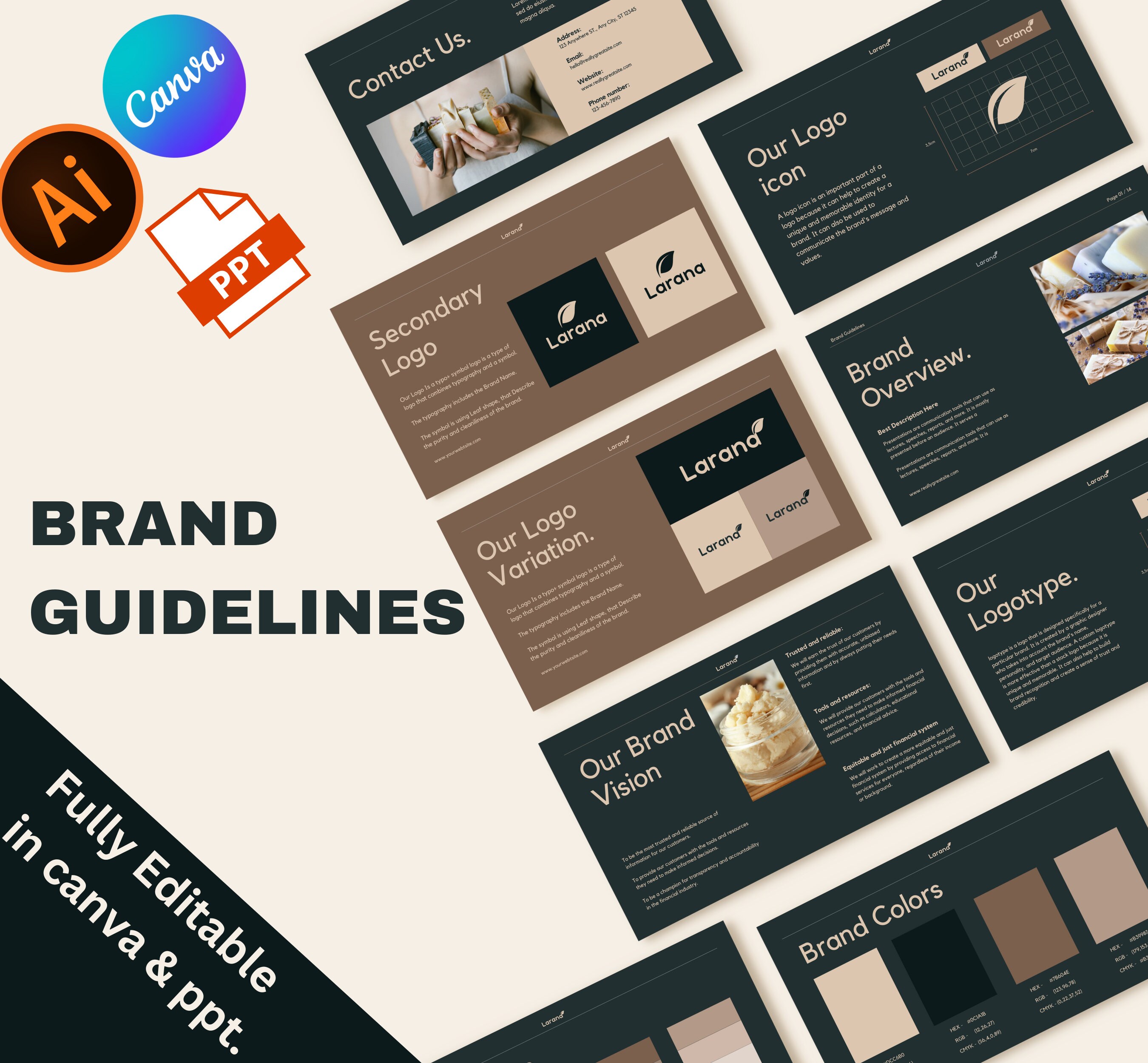 Editable Brand Guideline Templates for CANVA / CANVA Brand Presentation ...