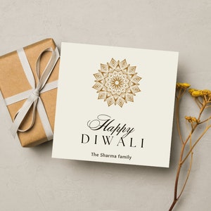 6 étiquettes cadeaux différentes Happy Diwali, étiquettes cadeaux Deepawali modifiables, étiquette Diwali Rangoli, étiquette cadeau Mehndi, étiquette de vacances fête des lumières indienne