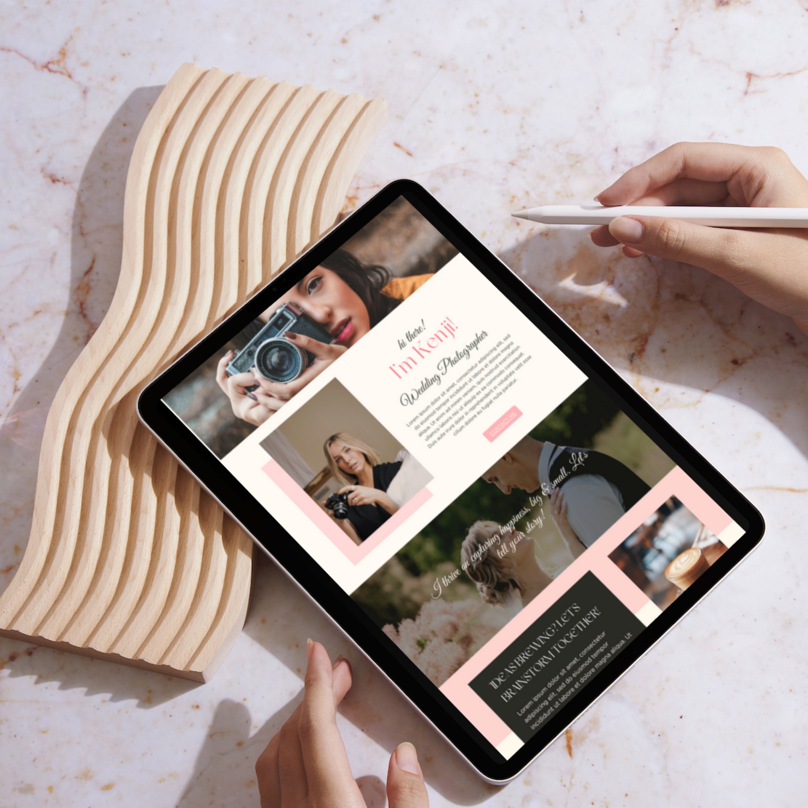 Boho Wedding Photographer Website Template Canva Etsy