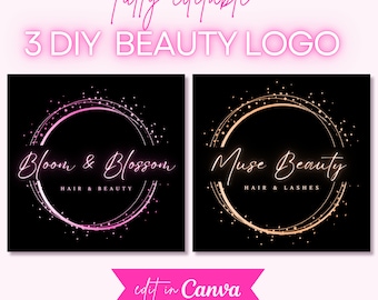 DIY Beauty Logo Vorlage, Haare, Lash, Mode (Canva Bearbeitbar)