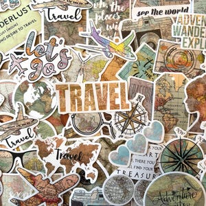 25 Vintage Travel the World Aufkleber-Set, Liebesreisen, Karten, Adventure Craft Aufkleber für Journaling, Planer, Scrapbooking, Laptops
