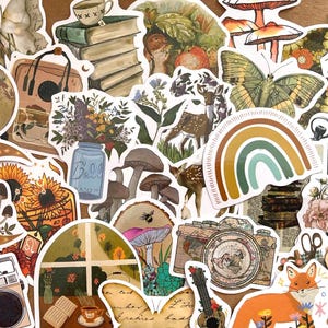 50 Cottagecore Sticker Pack: Vintage Designs for Journaling, Scrapbooking image 1