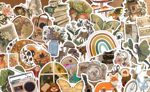 50 Cottagecore Sticker Pack: Vintage Designs for Journaling, Scrapbooking