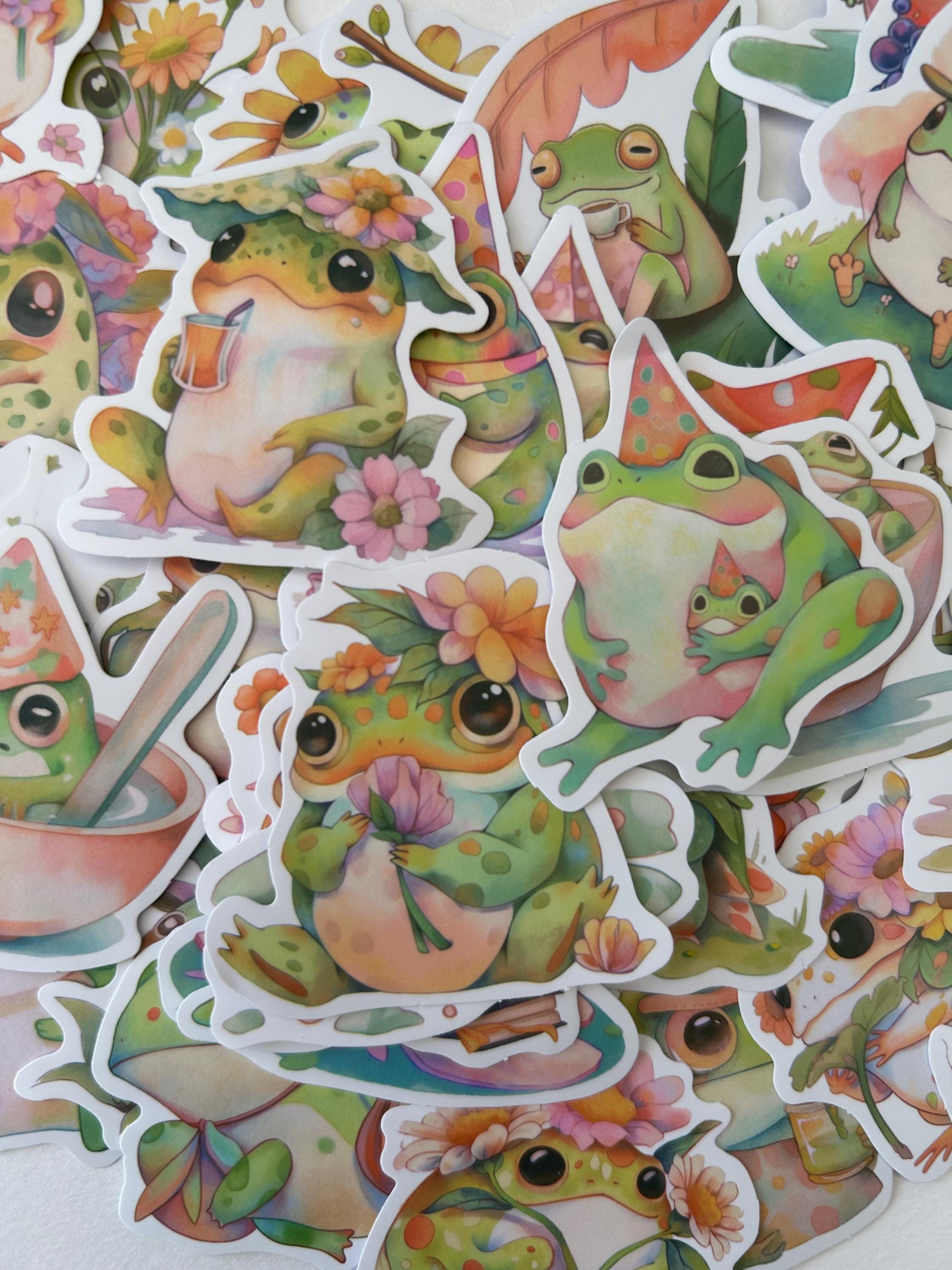 50 Cottagecore Frog Sticker Pack: Kawaii Vinyl Decals for Journals - Etsy