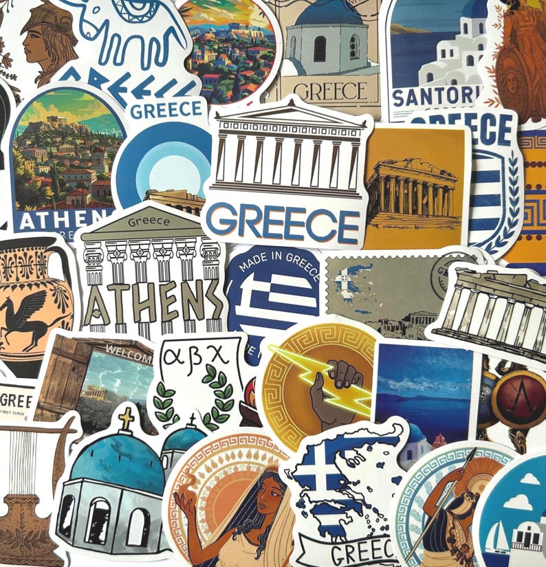 Greece Travel Stickers, Greek Island Stickers,vinyl Laptop Water Bottle ...