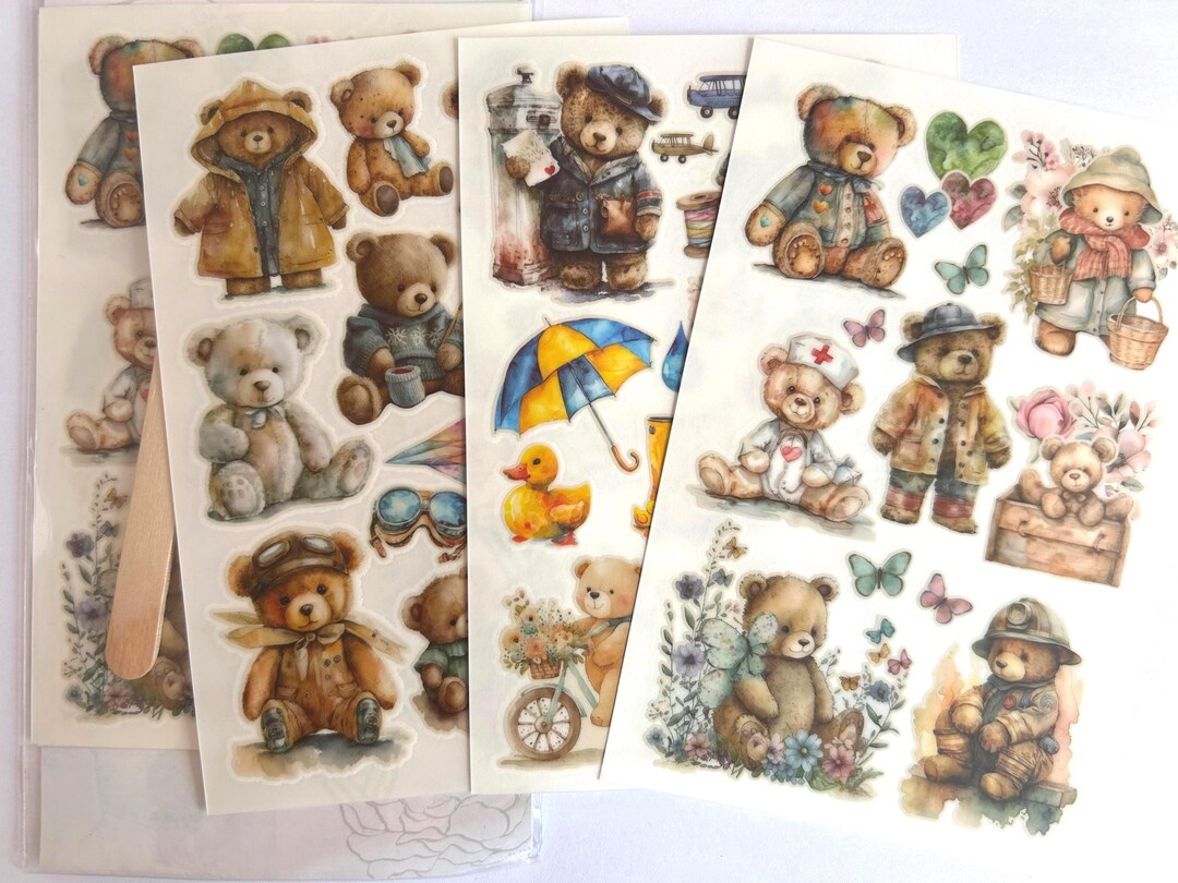 Teddy Bear Rub-on Transfers: Scrapbooking, Cards & DIY Crafts - Etsy