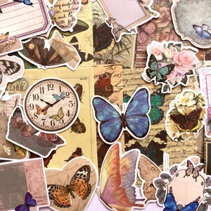 100 Schmetterlinge Papiere, Scrapbook & Journal Bundle, Pflanzen Aufkleber, Journaling Aufkleber, Vintage Bastelbedarf, Scrapbooking