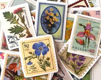 Vintage Stamp Sticker Pack: Retro Botanical, Fairy & Butterfly Designs