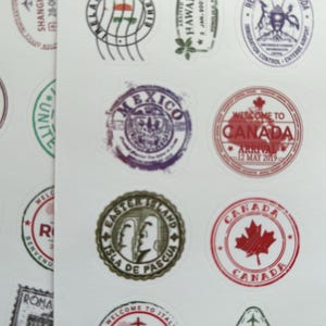 60 landstickers paspoortstempel, reiscadeaustickers voor journalling, planners, scrapbooking, laptops