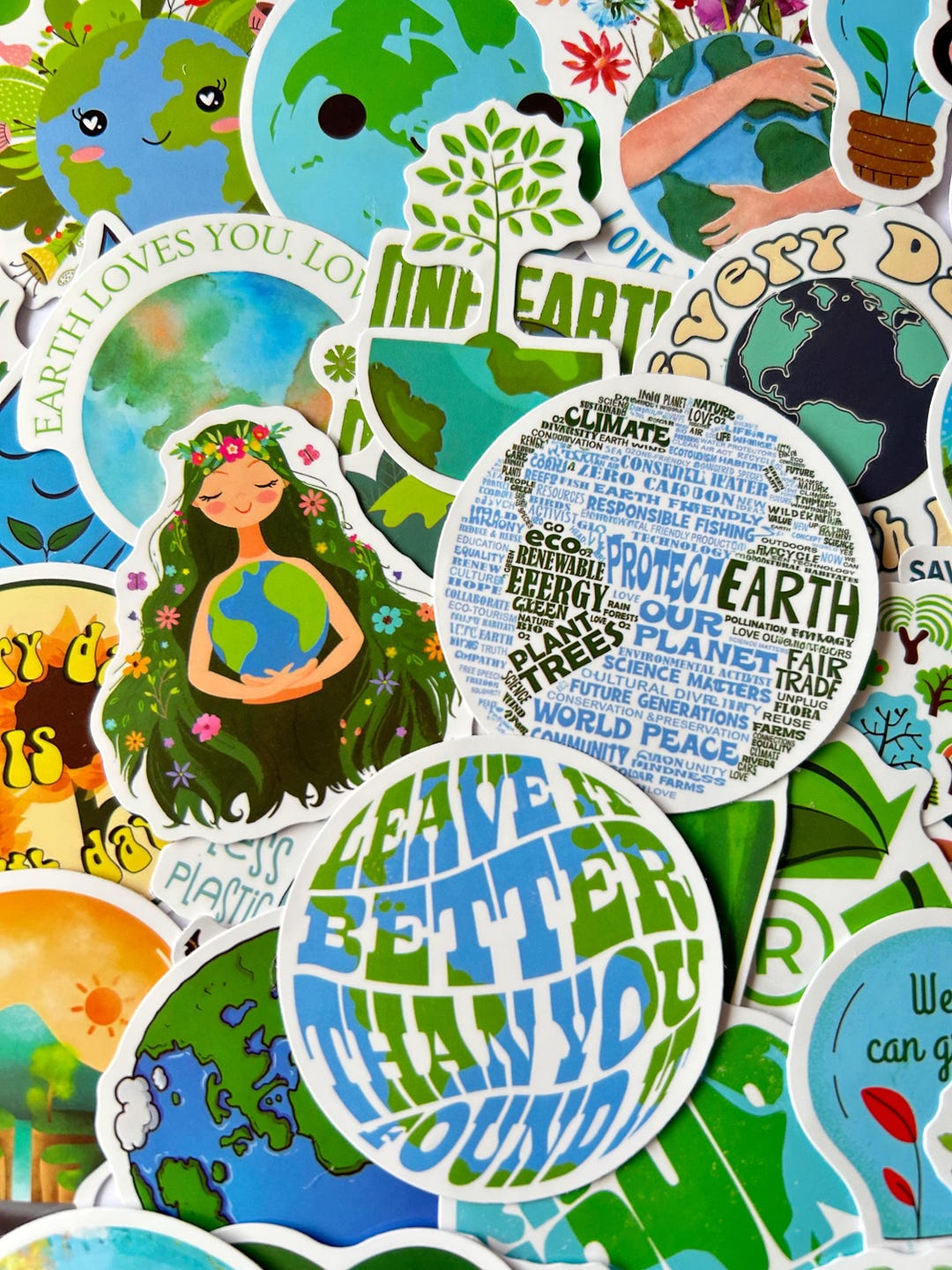 Eco Earth Stickers Pack | Planet & Recycling Vinyl Decals - Etsy UK