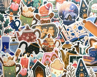 50 Hygge Winter Sticker Pack: Scandi Cozy Stickers for Journaling
