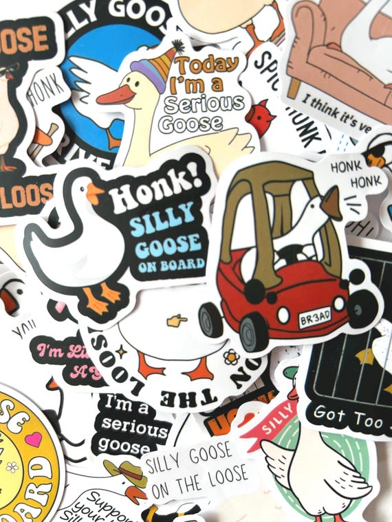 50 Silly Goose Sticker Pack: Funny Meme Vinyl Decals