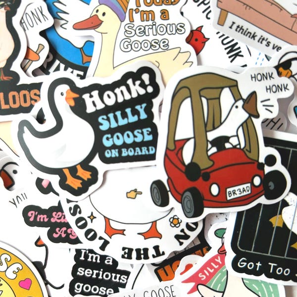 Confezione da 50 adesivi Silly Goose: divertenti adesivi in vinile con meme