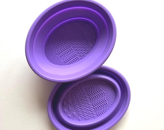 Limpiador de pinceles plegable morado: herramienta de viaje para artistas (juego de 2)