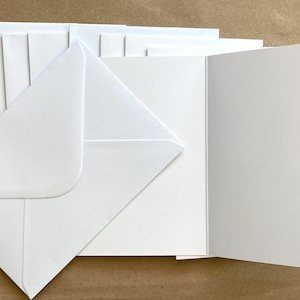 6 x witte blanco kaarten en gewone enveloppen, kaarten maken, kerstkaarten, verjaardag, bedankt
