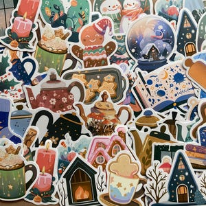 Paquete de 25 pegatinas acogedoras de invierno Hygge, pegatinas de manualidades escandinavas para diarios, agendas, tarjetas, scrapbooking y portátiles.