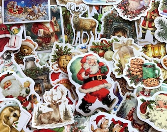 25 Vintage Christmas Stickers, Cute Stationary Stickers, Gift Tag Envelope stickers, Craft Stickers for Journalling, Planners, Scrapbooking,