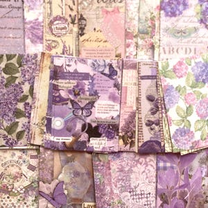 Papiers floraux lilas romantiques, 100 papiers créatifs, Lot de scrapbooking et carnet, Illustrations florales, Fournitures créatives pour journal de bord, Scrapbooking