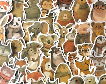 50 Woodland Animal Sticker Pack: Cozy Forest Creatures for Journaling