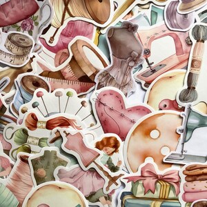 25 naaien Craft stickerpakket, vinylstickerset, borduur-, quiltstickers voor journalling, planners, kaarten maken, scrapbooking, laptops