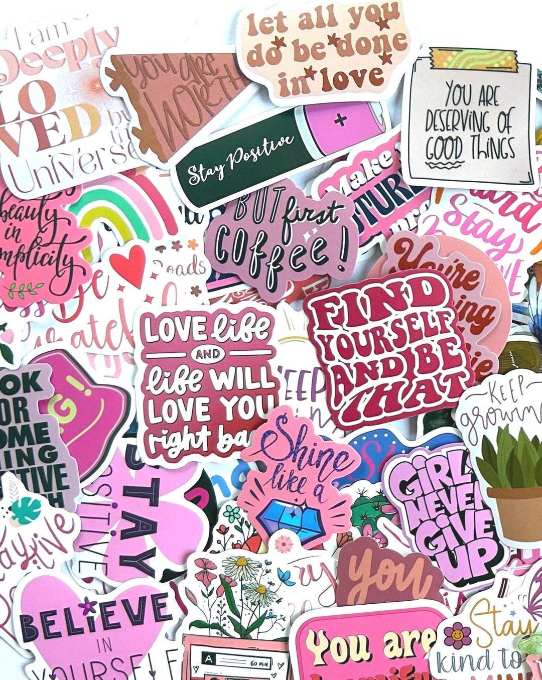 Vintage Positivity Sticker Pack: Mental Health Quotes -50 Pack - Etsy