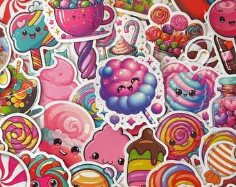 Paket med 50 kawaii-godisklistermärken: 50 färgglada sötsaker för dagböcker