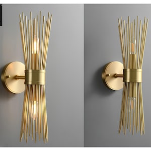 Vintage Italian Brass Wall Sconces: Mid-Century Sunray Diabolo Lights