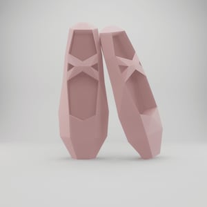 Balletschoen Papercraft digitale sjabloon - DXF, SVG, Pdf-bestand voor 3D Low Poly balletschoenmodel, dansliefhebber, kinderkamerinrichting DIY cadeau downloaden