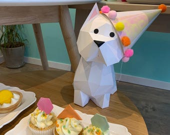 Westie Dog 3D Papercraft Template, Low Poly Terrier SVG Cricut, Pet Gift