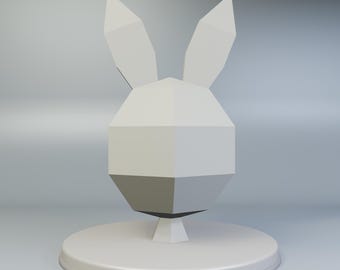 Bunny Cake Topper 3D Papercraft Template, Low Poly Easter SVG Cricut, Spring Decor