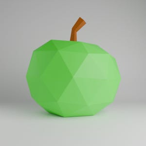 3D Apple Papercraft Template – Low Poly Fruit Model – Digital Download SVG Pdf DXF – Kitchen Decor, Teacher Gift, DIY Craft Back to School