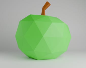 3D Apfel Bastelvorlage: Low Poly DIY Obst Skulptur (Digitaler Download) SVG Pdf DXF