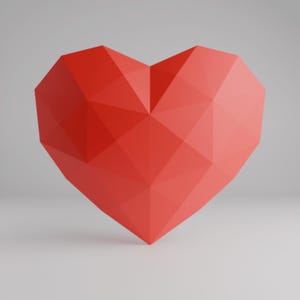 Fichier numérique coeur basse poly - DXF, SVG, Pdf Papercraft modèle 3D coeur, Saint-Valentin et décoration de mariage, projets d'art maison bricolage téléchargement