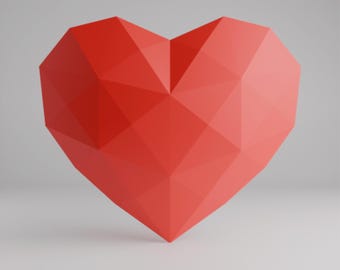 Heart 3D Papercraft Template, Low Poly SVG Cricut, Wedding Valentines Decor Download