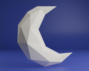 Moon 3D Papercraft Template, Low Poly Celestial Wall Decor, SVG Cricut Download