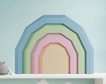 Rainbow 3D Papercraft Template, Low Poly Boho Nursery Decor, SVG Cricut Download
