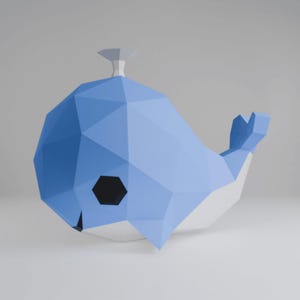 3D Whale Papercraft Template – Low Poly Whale diy Digital Download SVG, Pdf, DXF – Whale Wall Art, Ocean Decor, DIY Gift Project