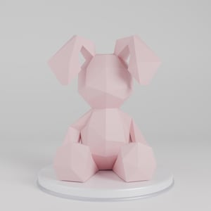 3D digitaal papercraft-bestand konijn - dxf, SVG, pdf-sjabloon voor 3D Low Poly Rabbit, paasdecor, kinderkamerkunst, knutselproject, download
